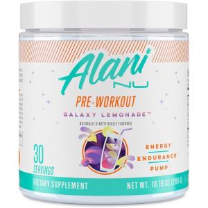 imageAlani Nu Pre Workout Powder Pink Slush Amino Energy Boost Endurance Supplement Sugar Free 200mg Caffeine LTheanine BetaAlanine LCitrulline 30 ServingsGalaxy Lemonade