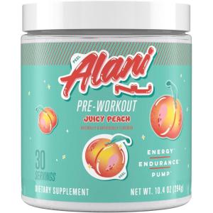 imageAlani Nu Pre Workout Powder Pink Slush Amino Energy Boost Endurance Supplement Sugar Free 200mg Caffeine LTheanine BetaAlanine LCitrulline 30 ServingsJuicy Peach