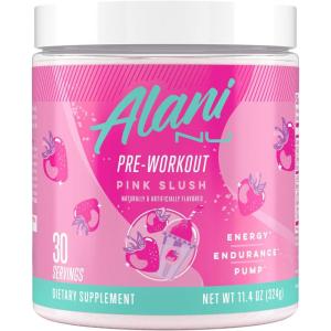 imageAlani Nu Pre Workout Powder Pink Slush Amino Energy Boost Endurance Supplement Sugar Free 200mg Caffeine LTheanine BetaAlanine LCitrulline 30 ServingsPink Slush
