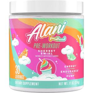 imageAlani Nu Pre Workout Powder Pink Slush Amino Energy Boost Endurance Supplement Sugar Free 200mg Caffeine LTheanine BetaAlanine LCitrulline 30 ServingsSherbet Swirl
